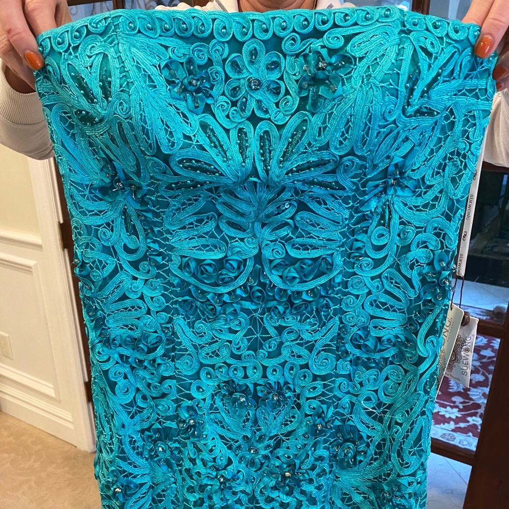 Sue Wong Teal cocktail dress never worn